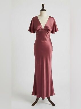 JOIE Silk Flutter Goddess Mauve Feminine Sleeve Maxi Dress 🌸✨ Size Small NWT